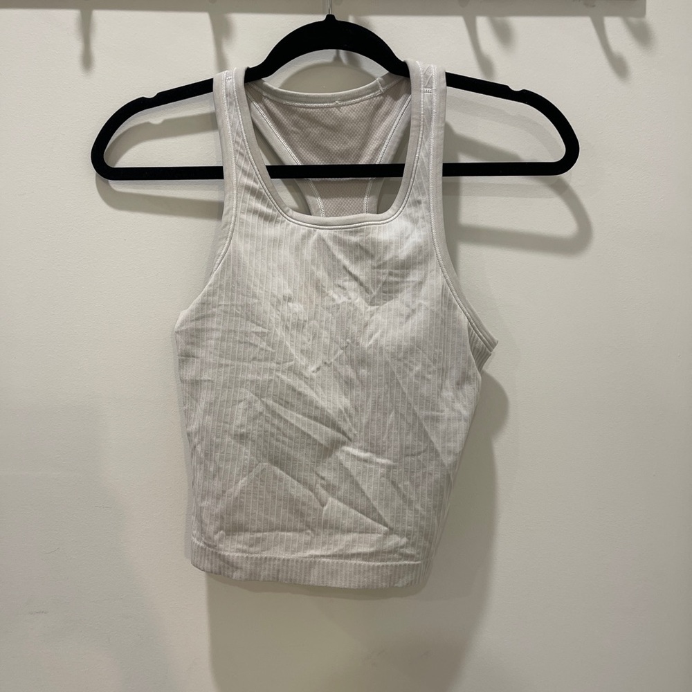 White Ribbed Women's Tank Top